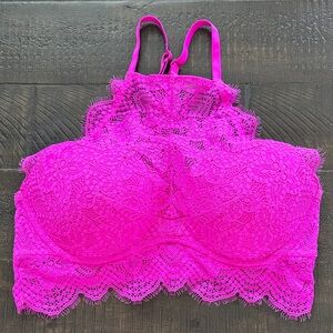 Victoria's Secret Vibrant Pink Lace Push Up Bralette NWOT🥰🥰